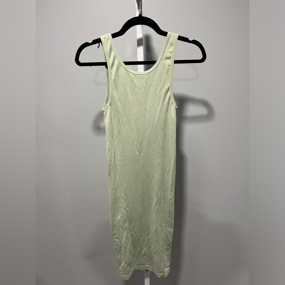 NWT Zara Seafoam Green Sleeveless Stretchy Bodycon Midi Dress Size XS/S